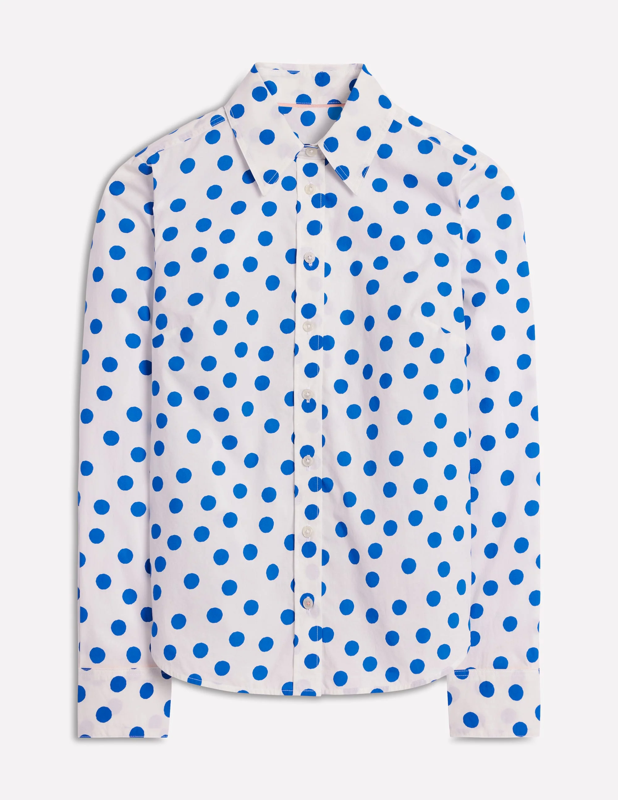 Sienna Cotton Shirt-Ivory, Blue Abstract Dot