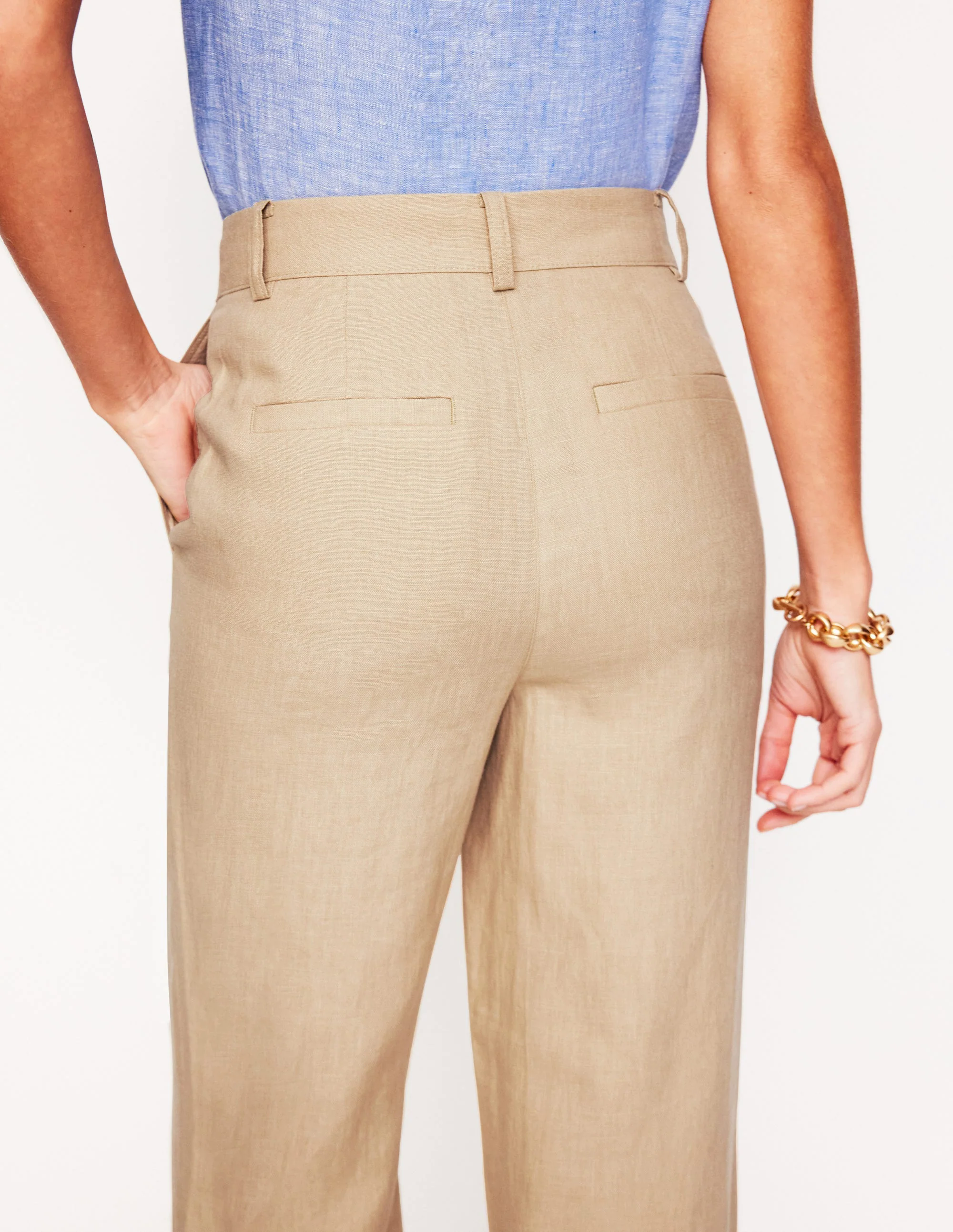Westbourne Crop Linen Pants-Oatmeal