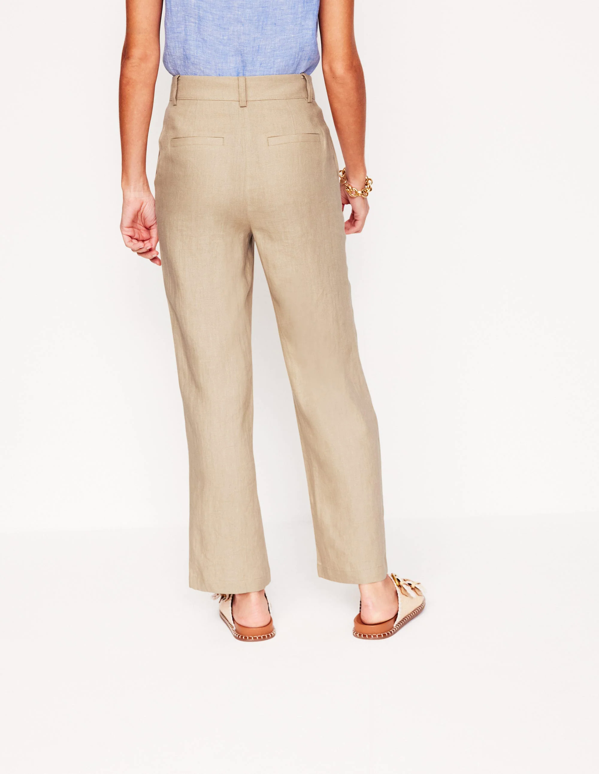 Westbourne Crop Linen Pants-Oatmeal