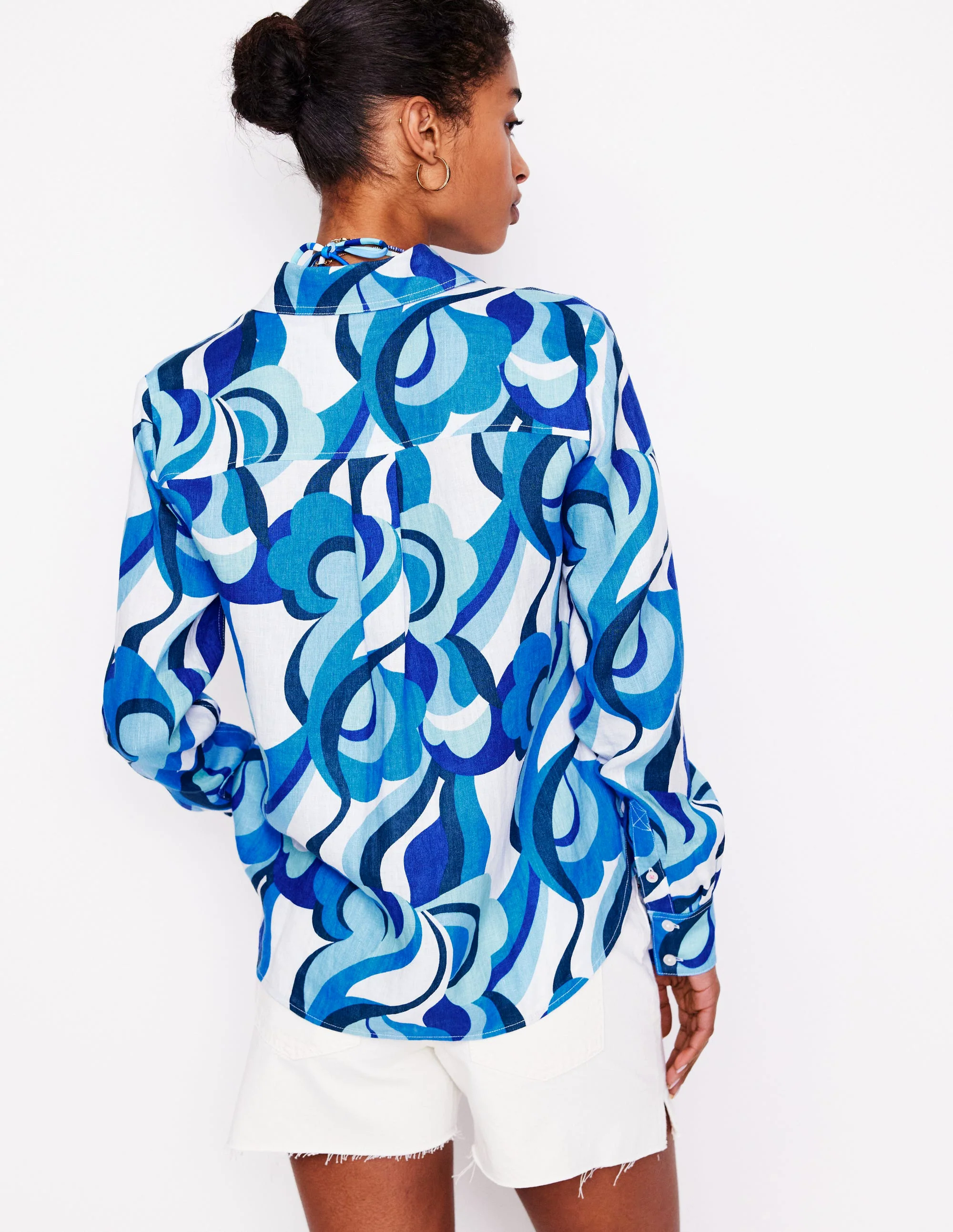 Sienna Linen Shirt-Multi Abstract Swirl Sienna Linen Shirt-Multi Abstract Swirl