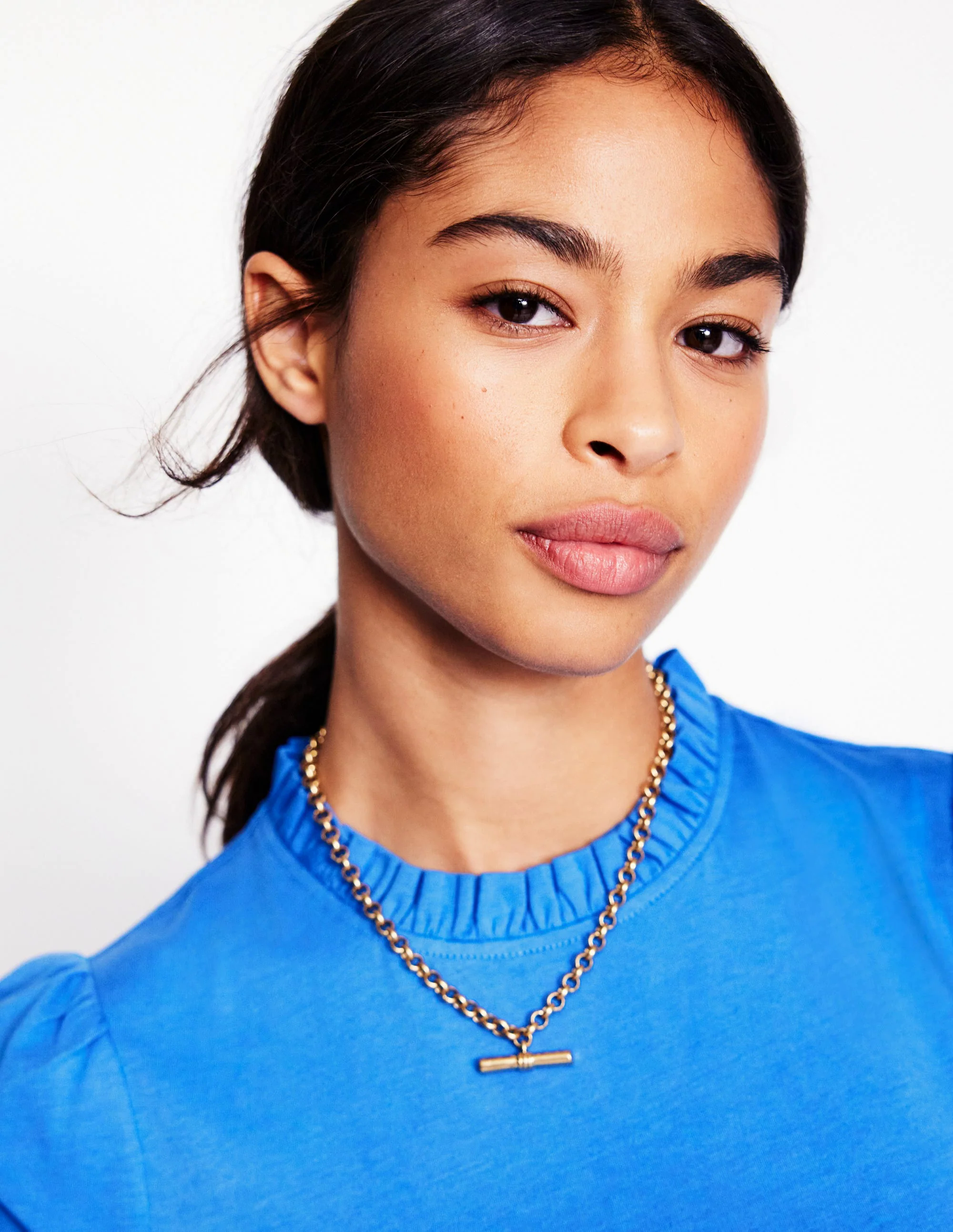 Supersoft Frill Detail Top-Captains Blue