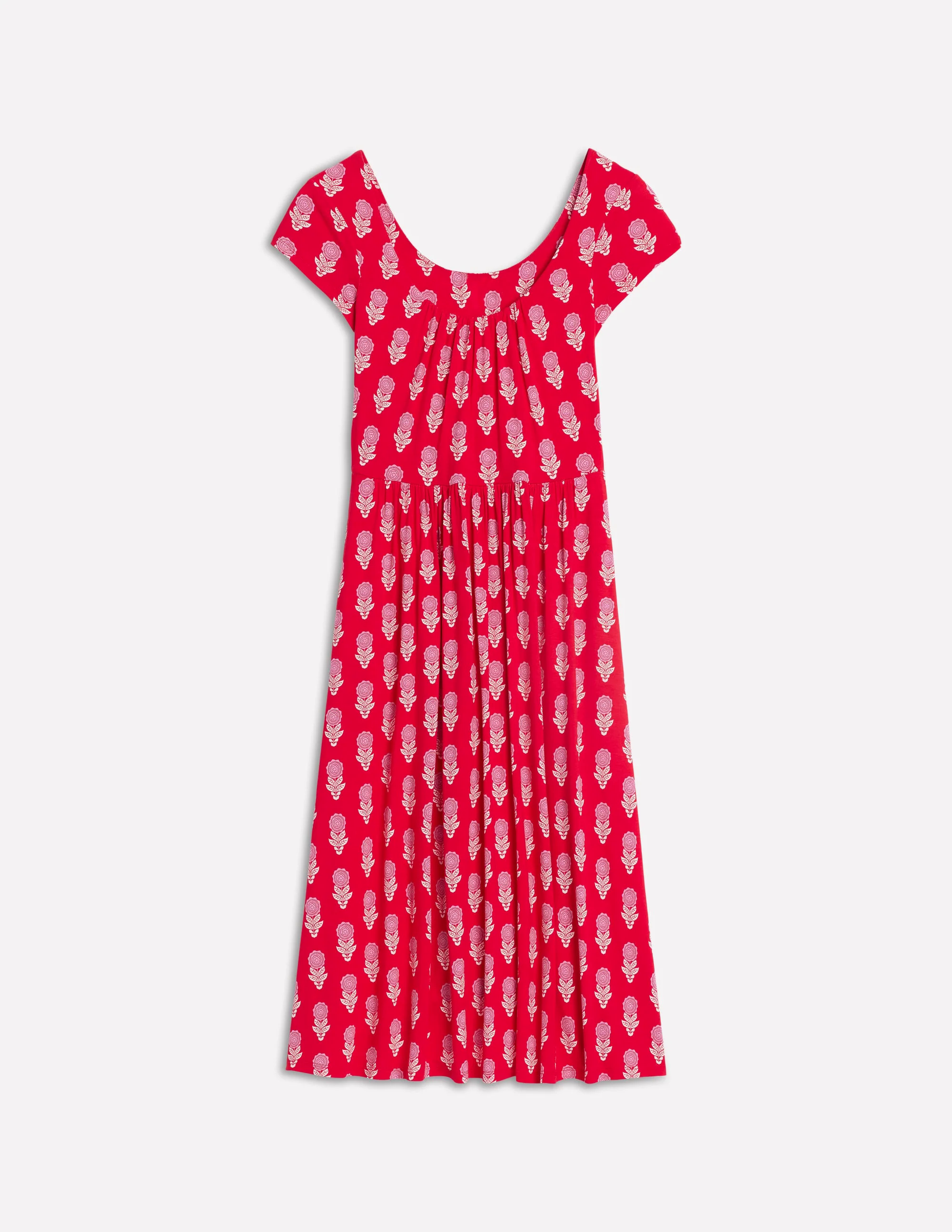 Samantha Scoop Jersey Dress-Poppy Red, Dahlia Sprig