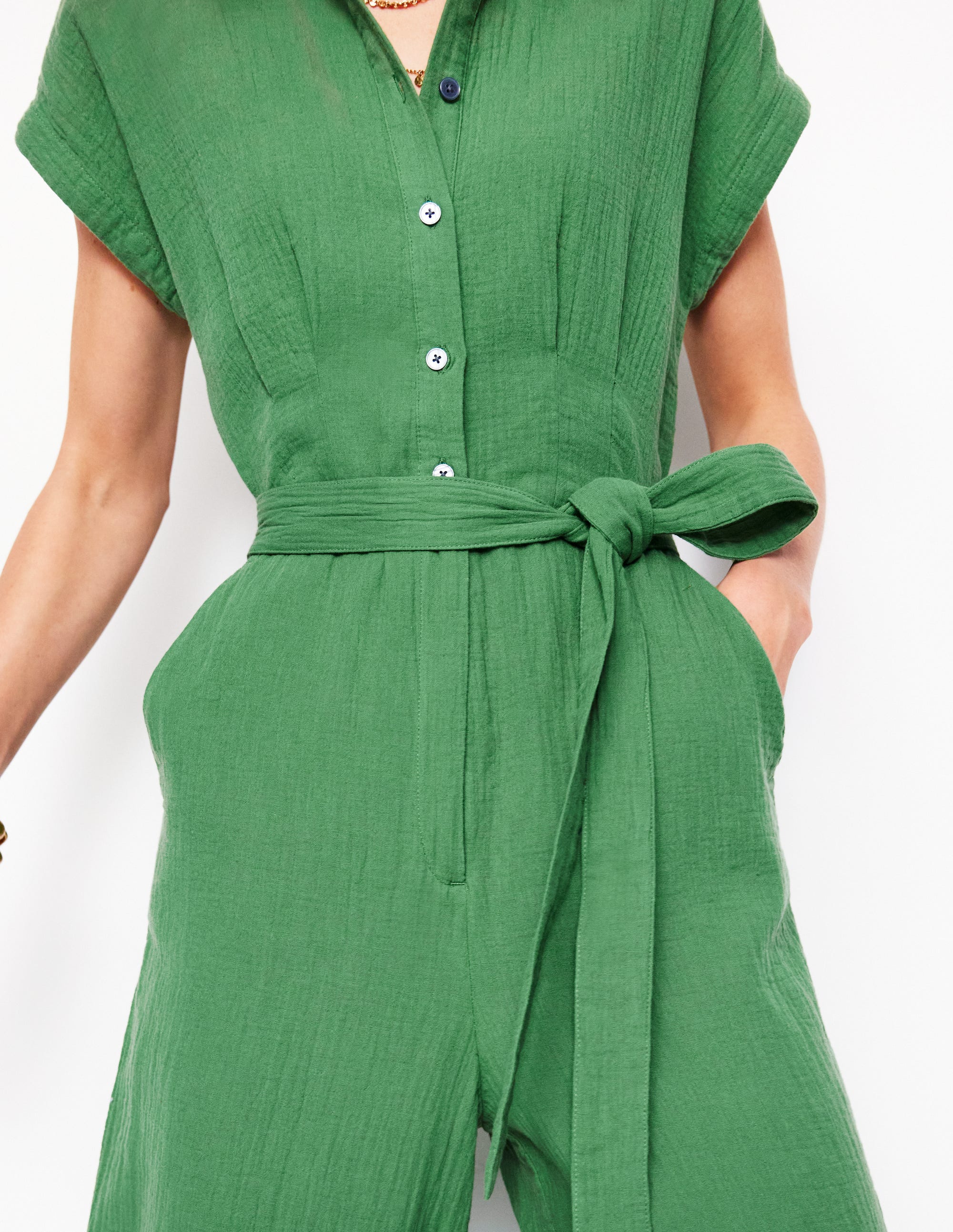 Colette Double Cloth Jumpsuit-Paradise Green