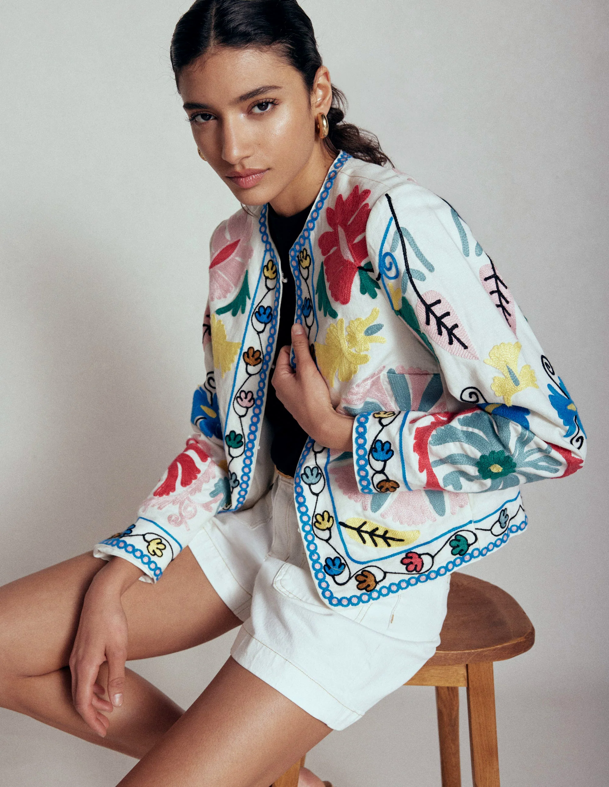 Embroidered Linen Jacket-Multi Embroidery Embroidered Linen Jacket-Multi Embroidery