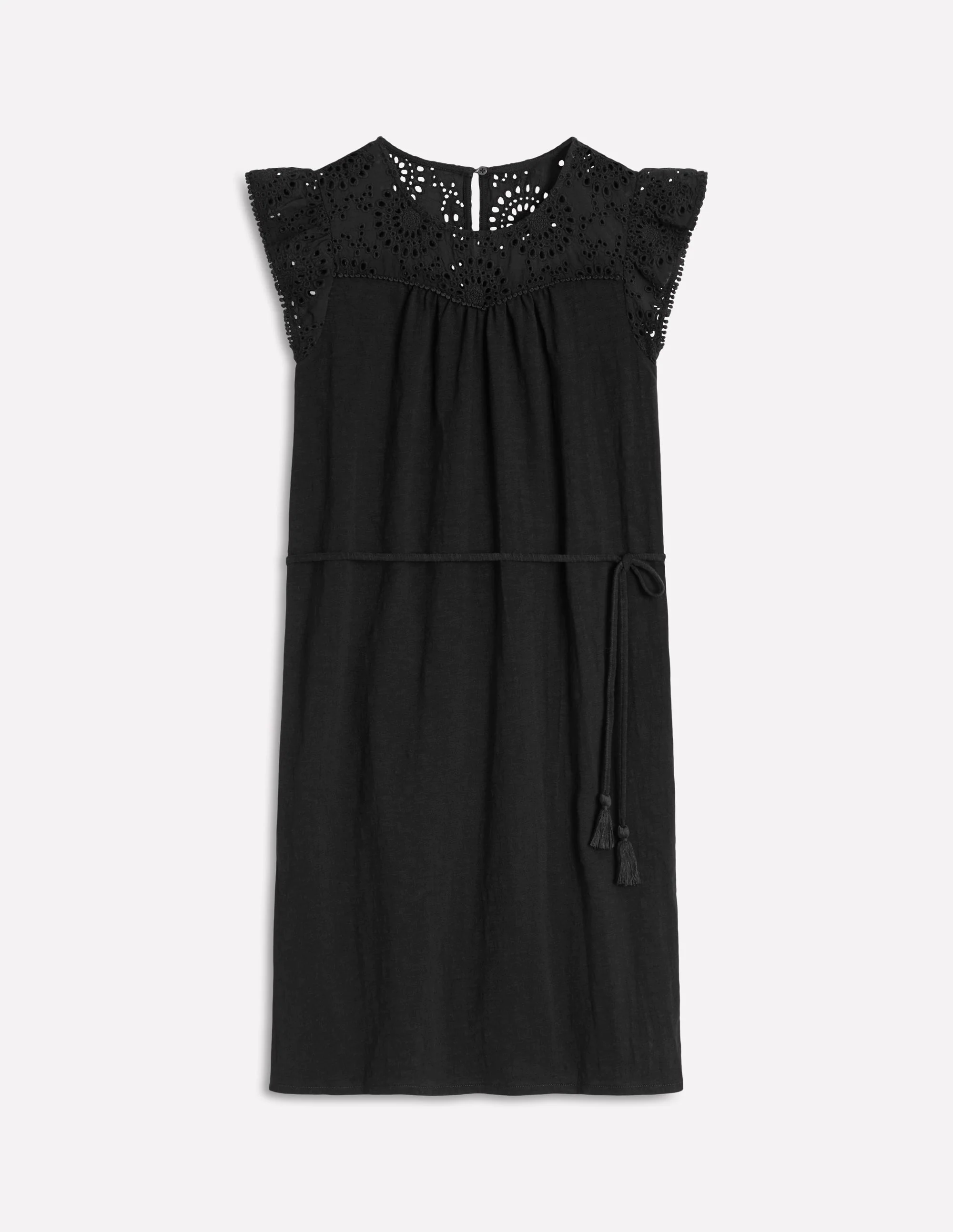 Juliet Broderie Short Dress-Black
