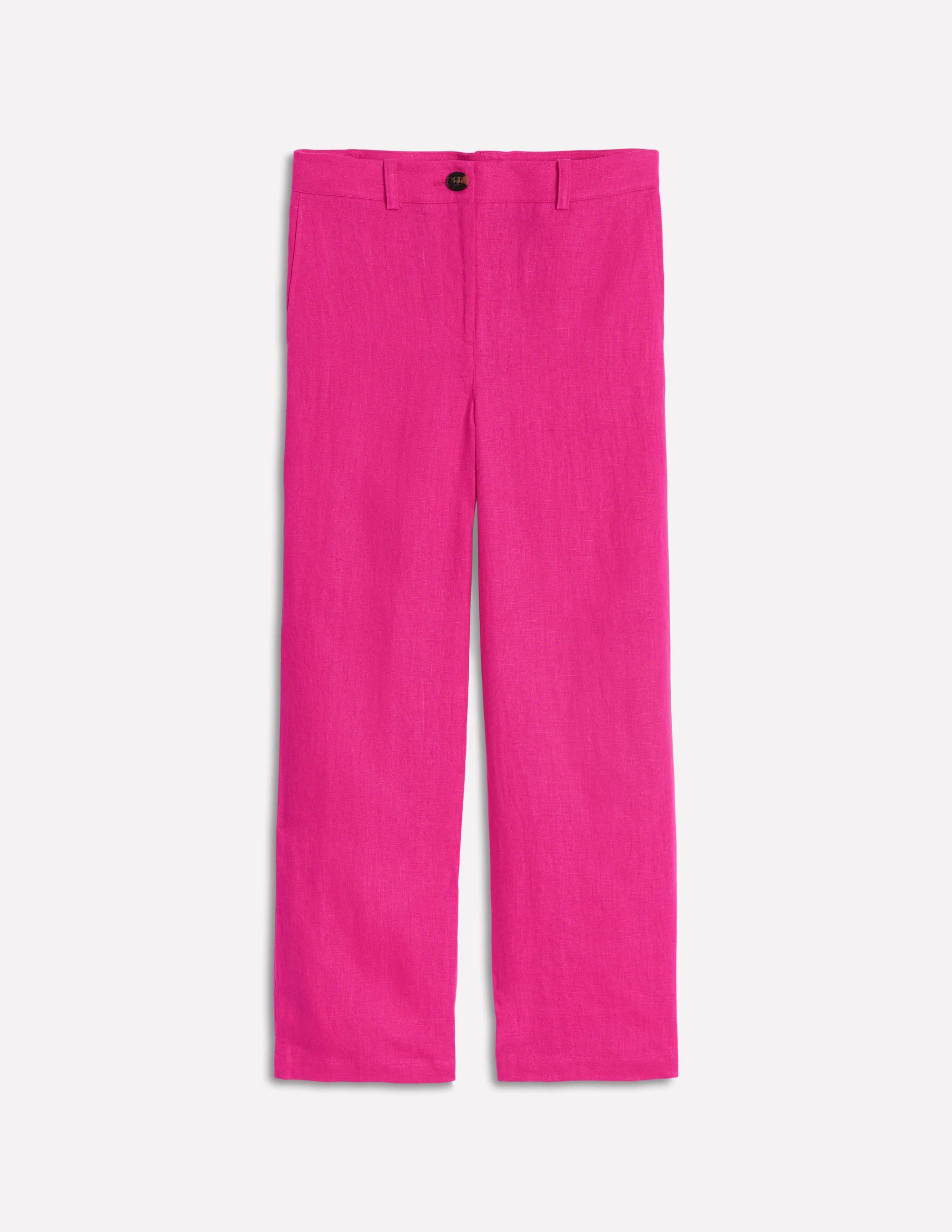 Westbourne Crop Linen Pants-Pink Peony