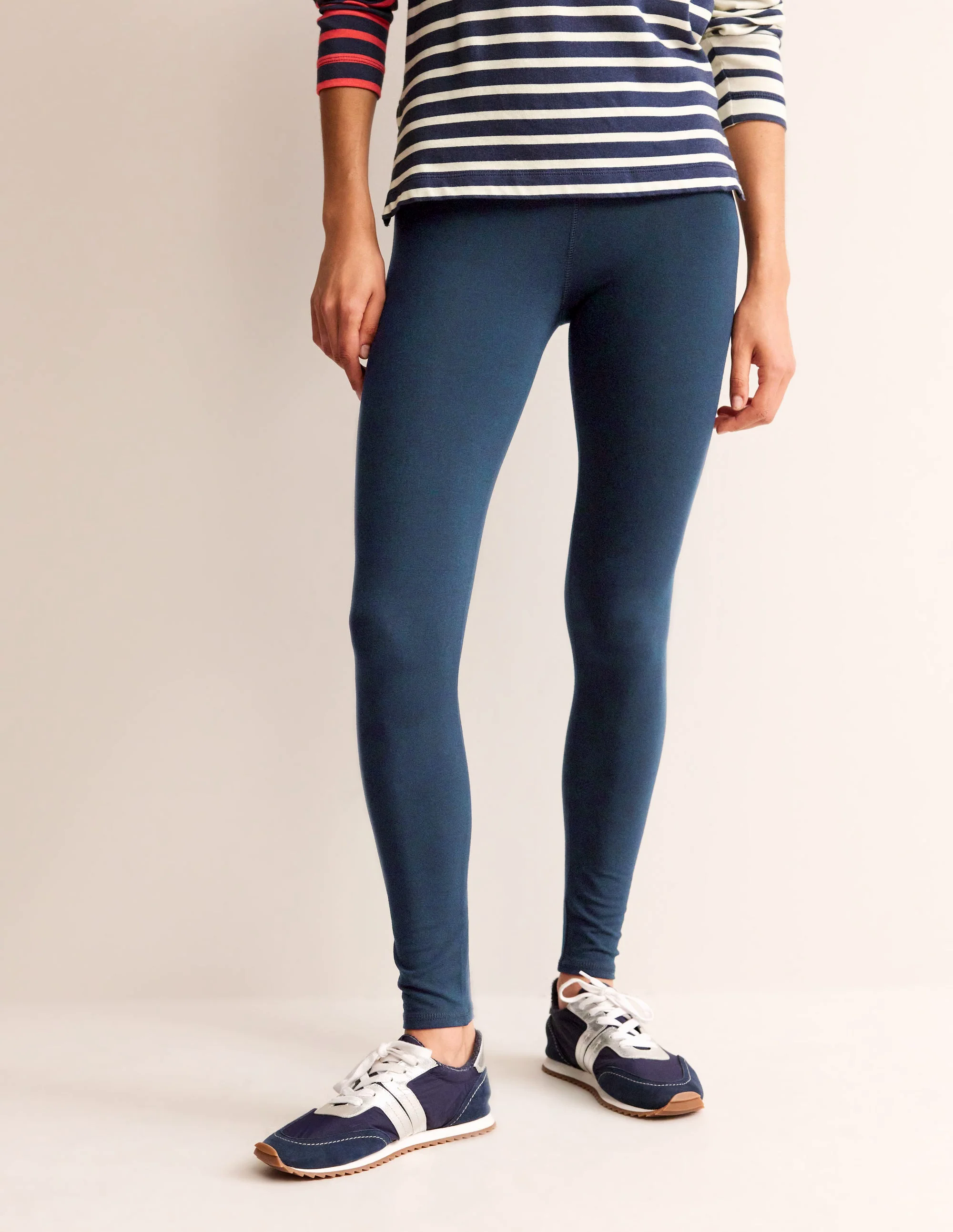 High Rise Jersey Leggings-Navy High Rise Jersey Leggings-Navy