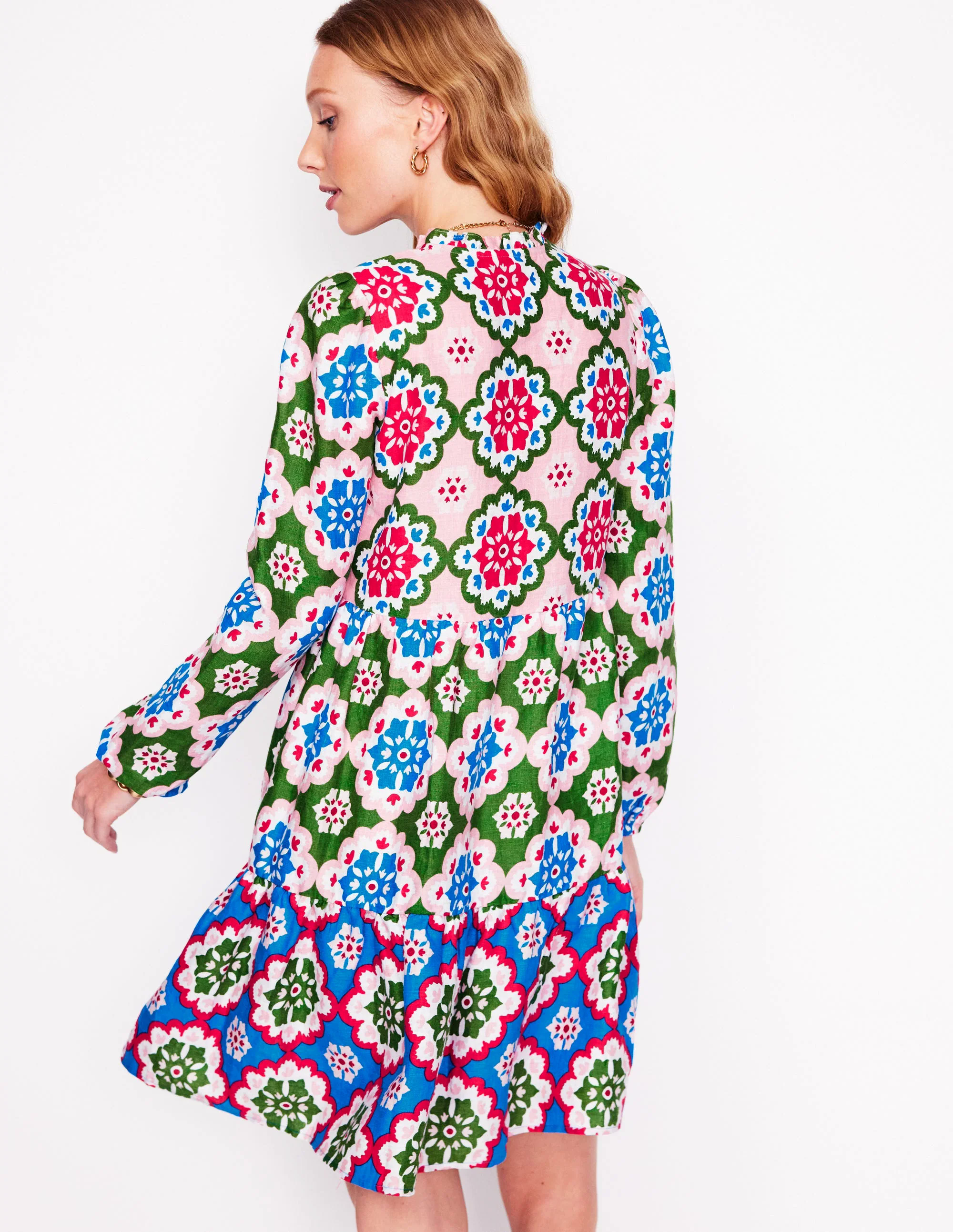 Esme Linen Short Dress-Multi, Bloom Geo Esme Linen Short Dress-Multi, Bloom Geo