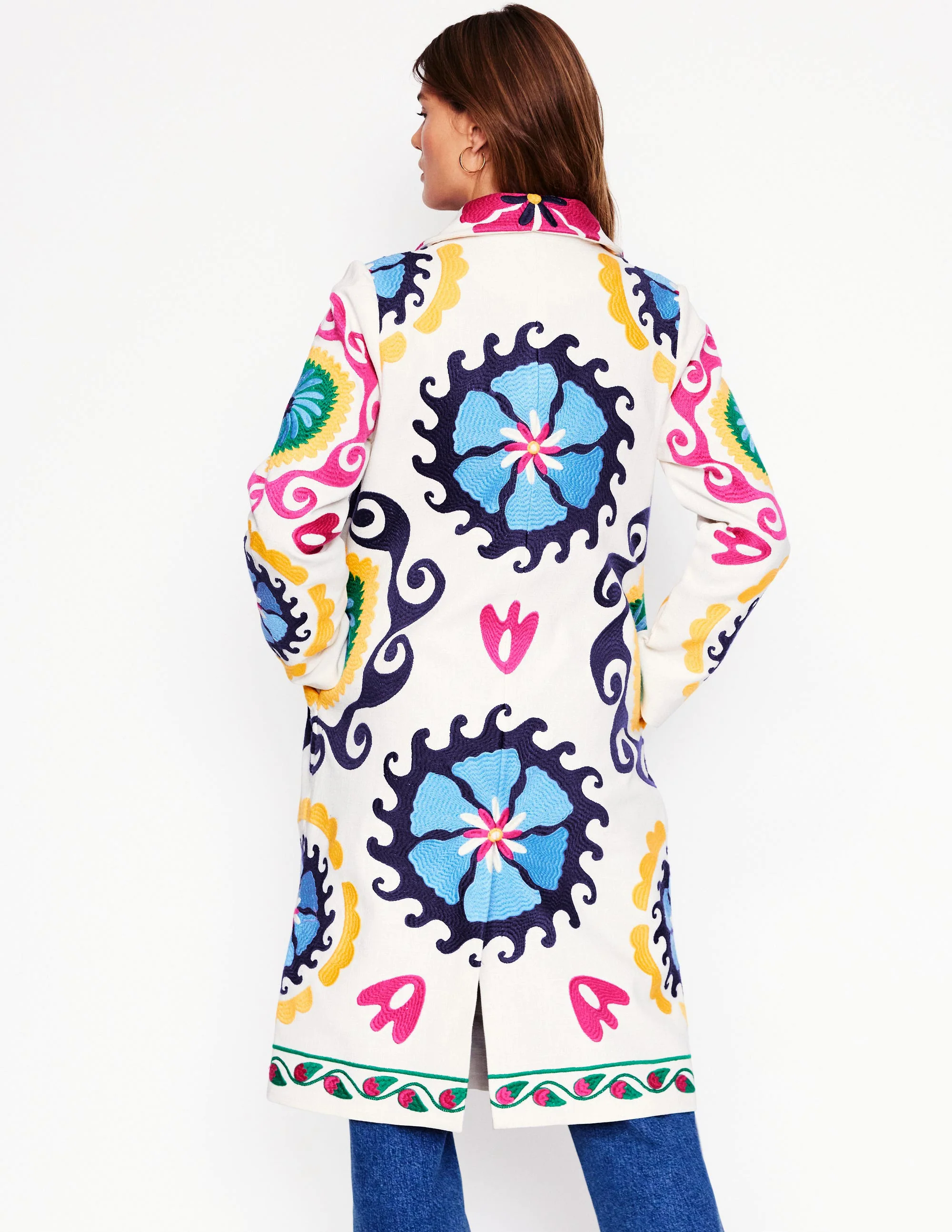 Embroidered Souvenir Coat-Multi, Ornamental Wave Embroidered Souvenir Coat-Multi, Ornamental Wave