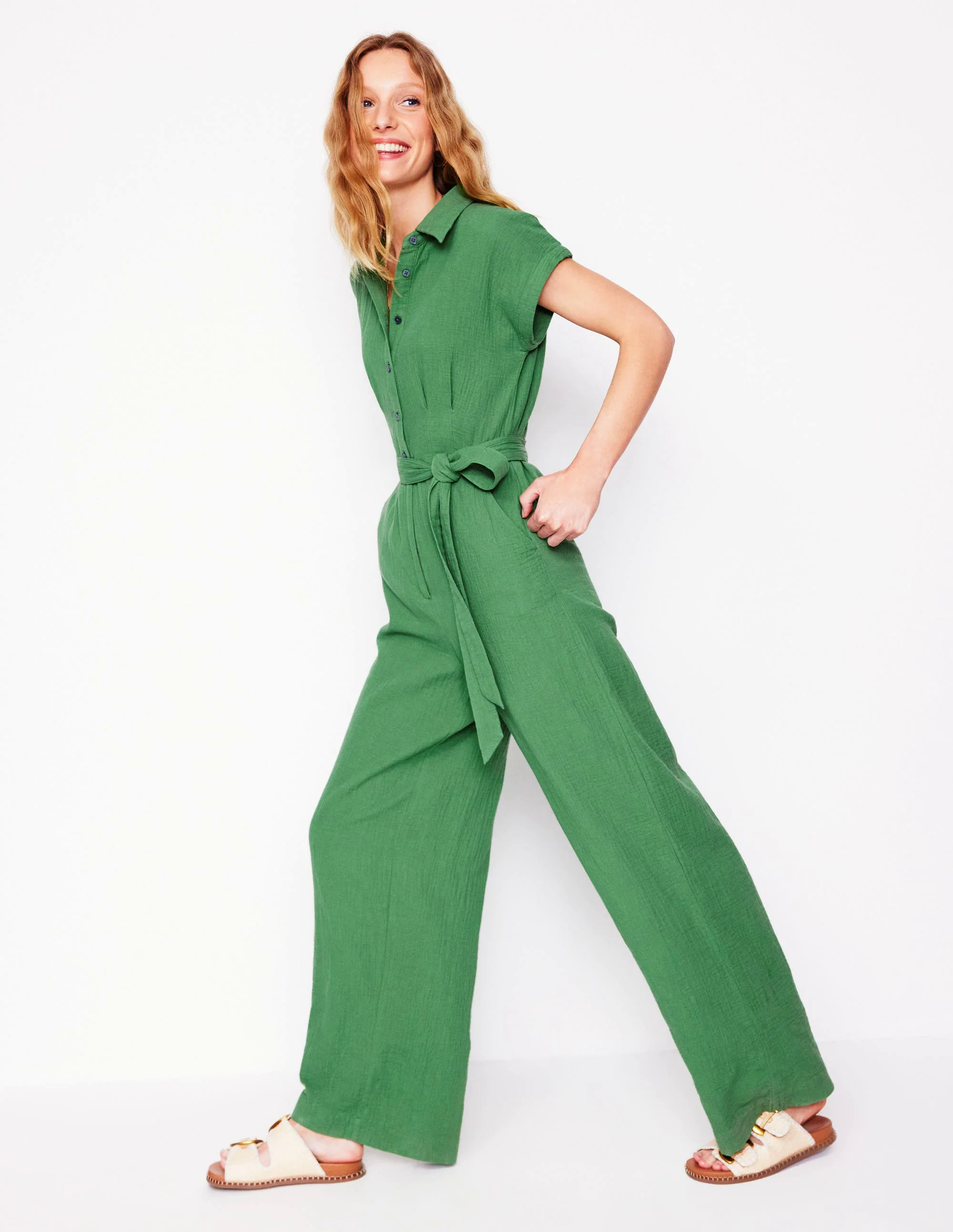 Colette Double Cloth Jumpsuit-Paradise Green