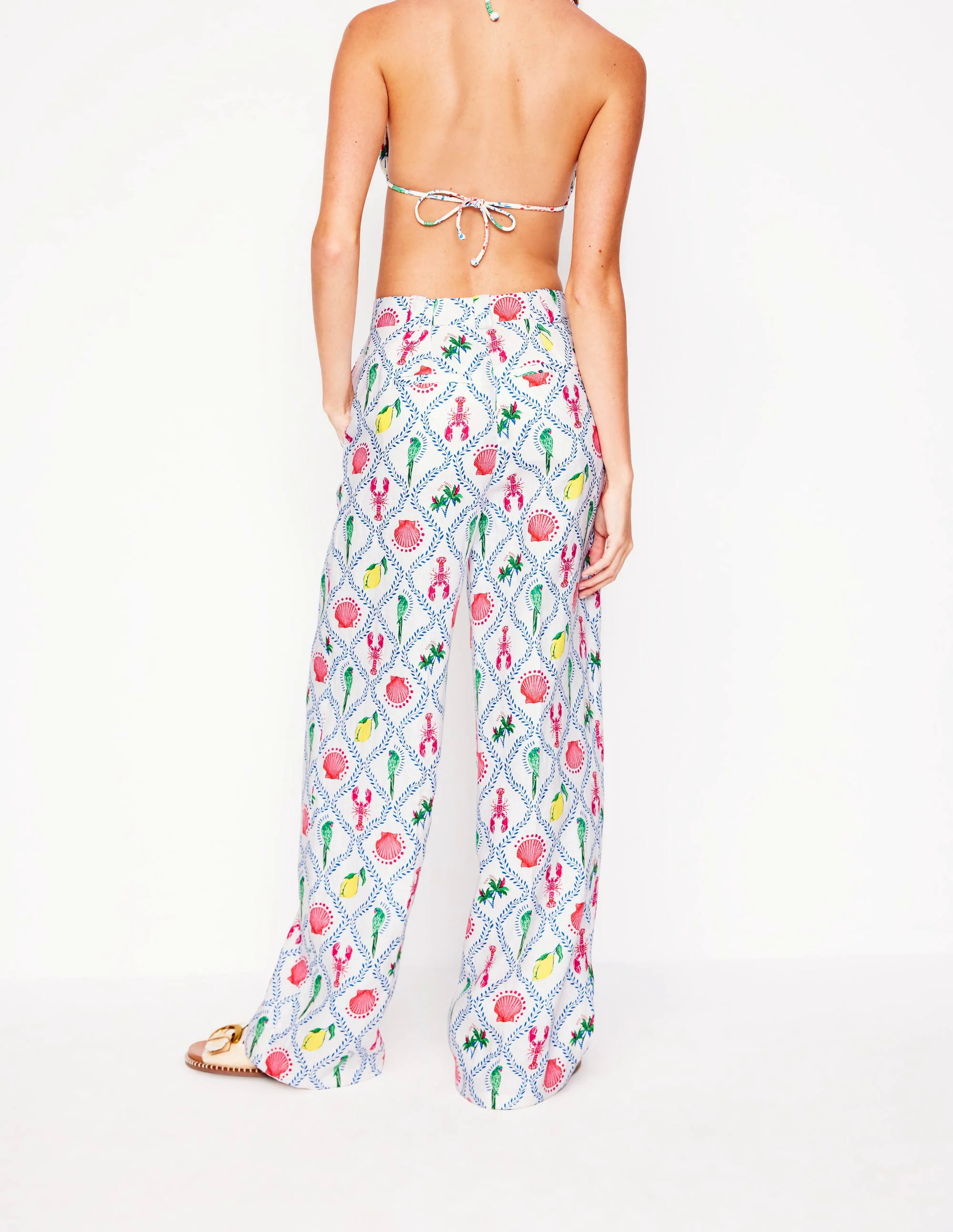 Westbourne Linen Pants-Ivory, Tropical Bonanza Vine