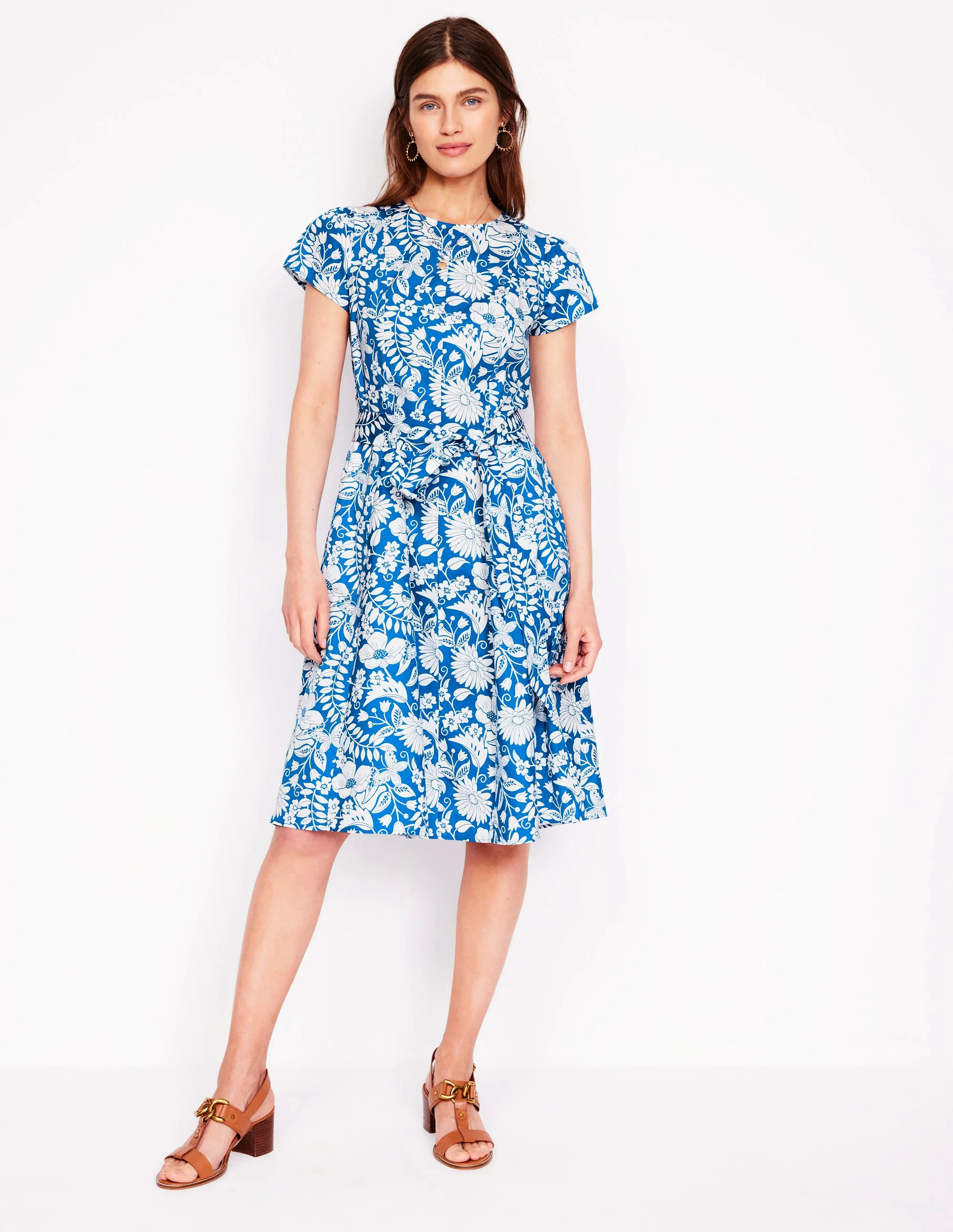 Imo Cotton Short Dress-Gallery Blue, Wildflower Trail