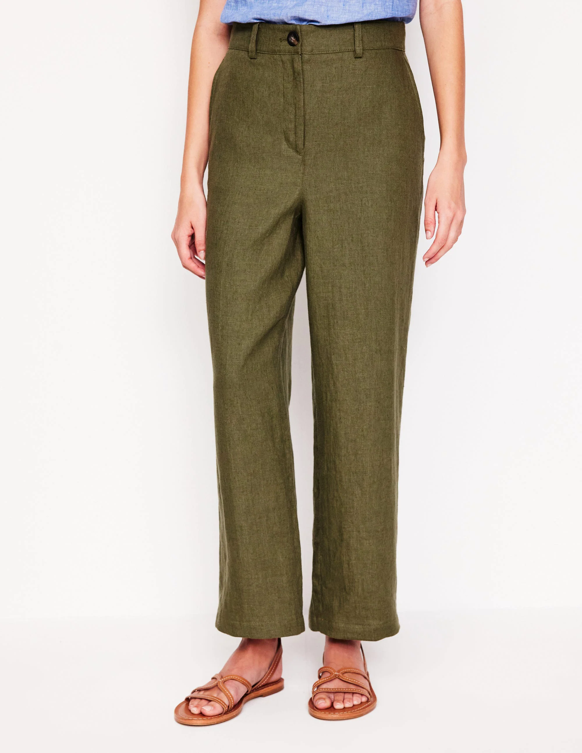 Westbourne Crop Linen Pants-Woodland Green Westbourne Crop Linen Pants-Woodland Green