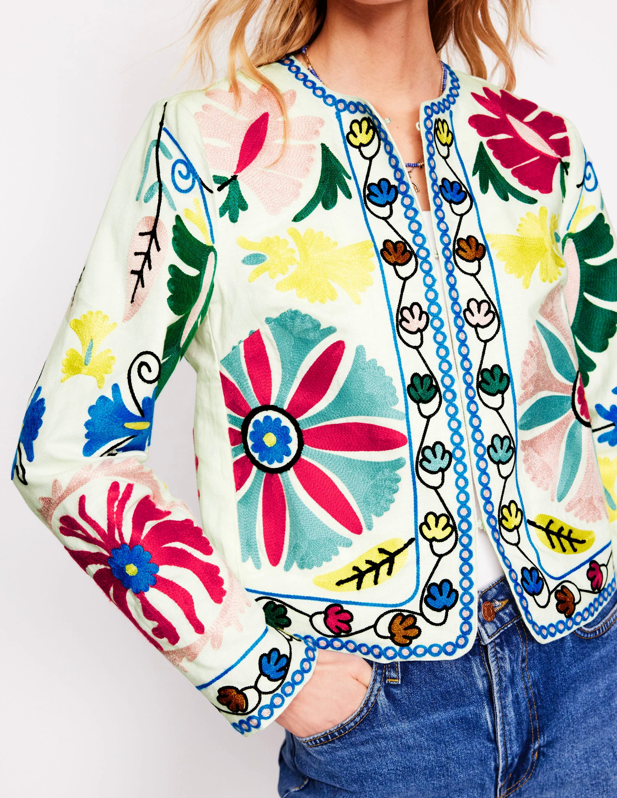 Embroidered Linen Jacket-Multi Embroidery Embroidered Linen Jacket-Multi Embroidery