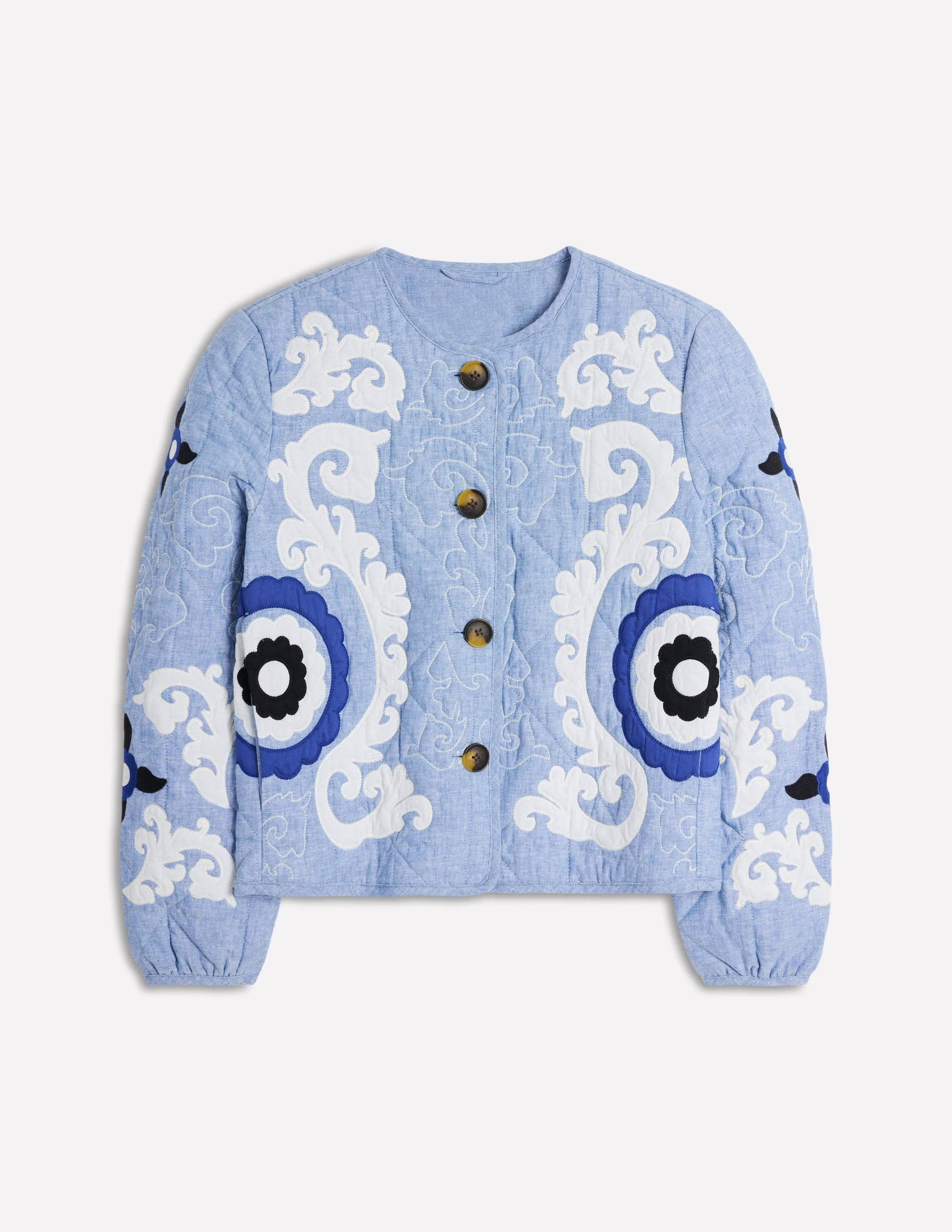 Chelsea Embroidered Jacket-Grey Blue Chambray Chelsea Embroidered Jacket-Grey Blue Chambray