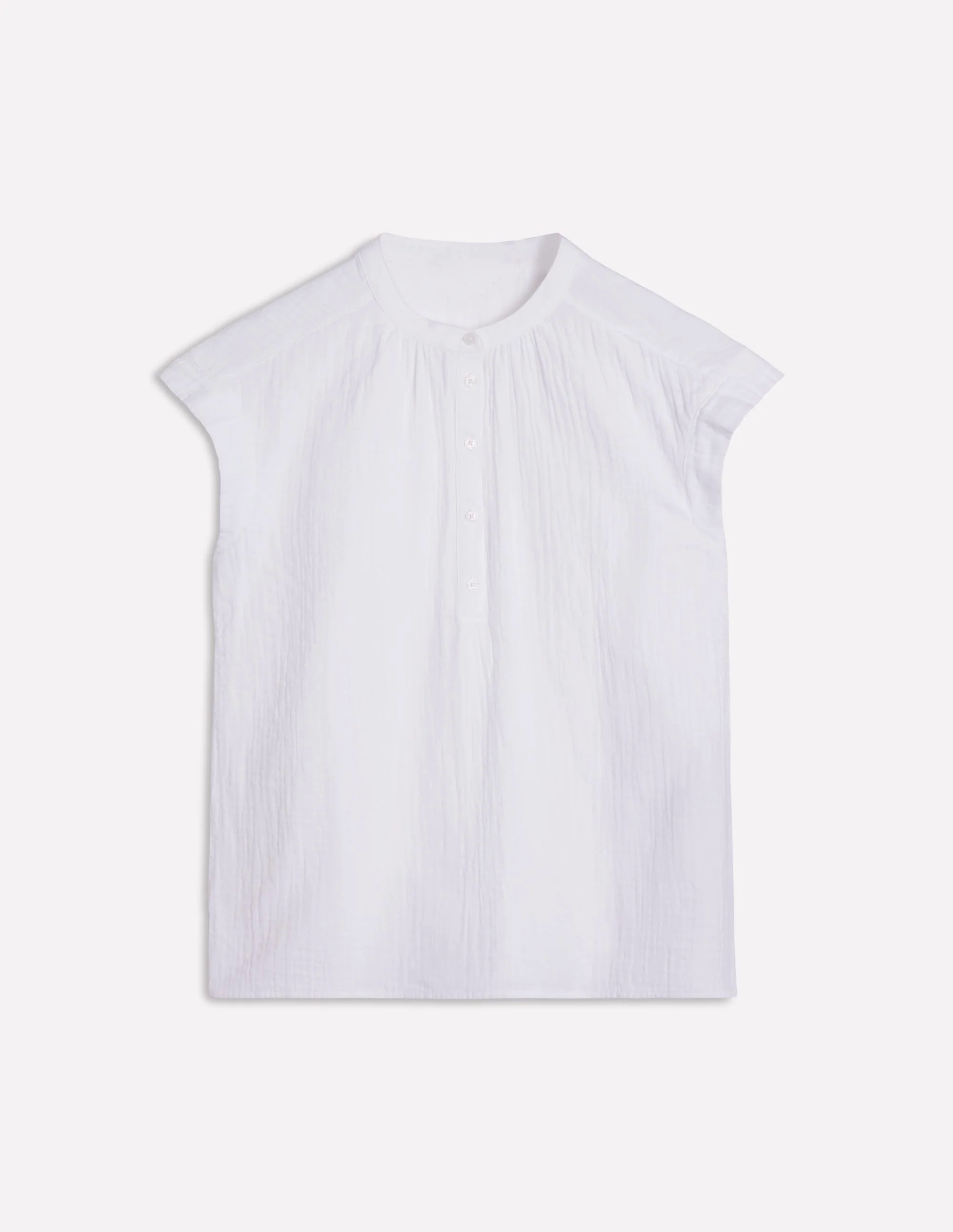 Sleeveless Double Cloth Top-White Sleeveless Double Cloth Top-White