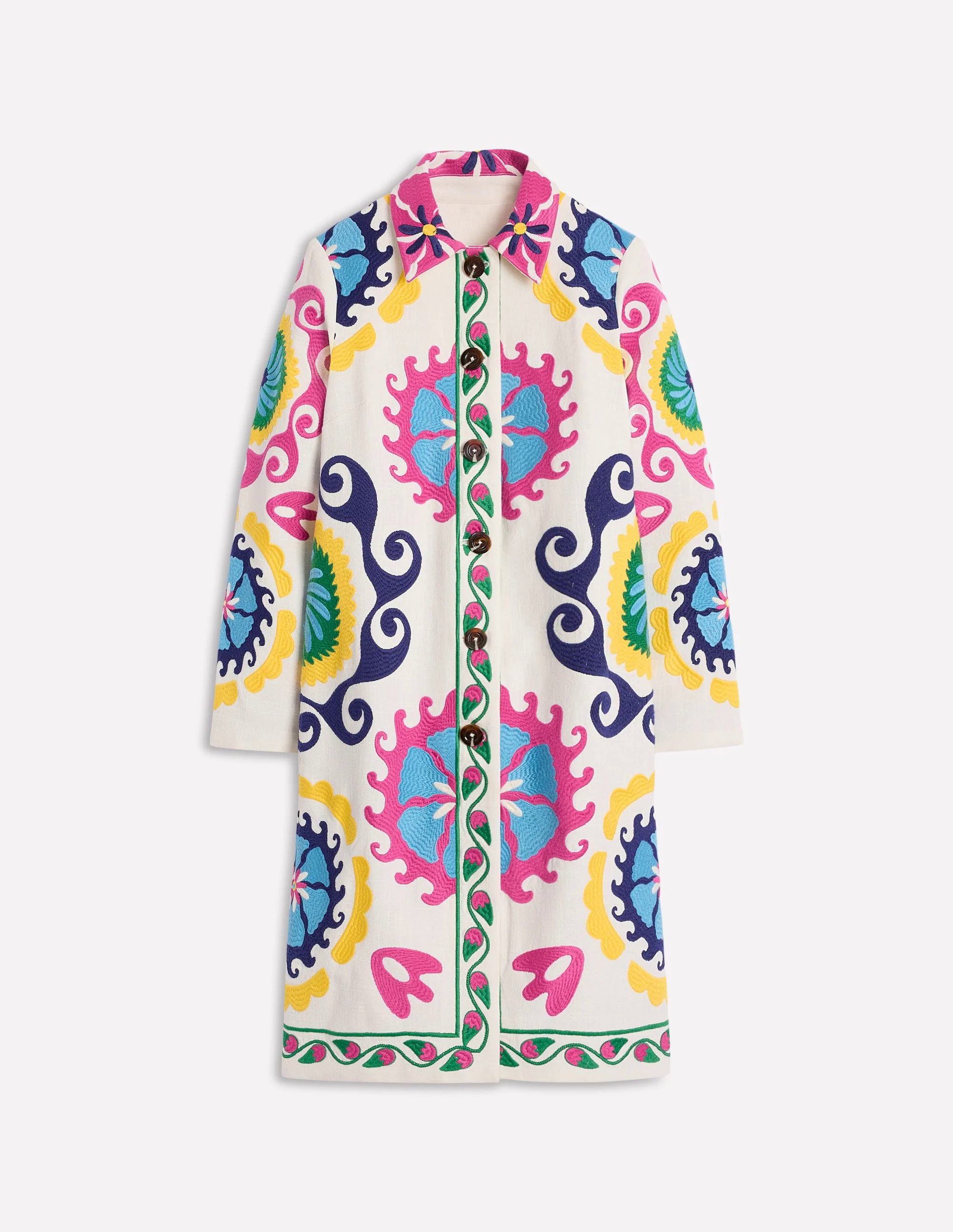 Embroidered Souvenir Coat-Multi, Ornamental Wave Embroidered Souvenir Coat-Multi, Ornamental Wave
