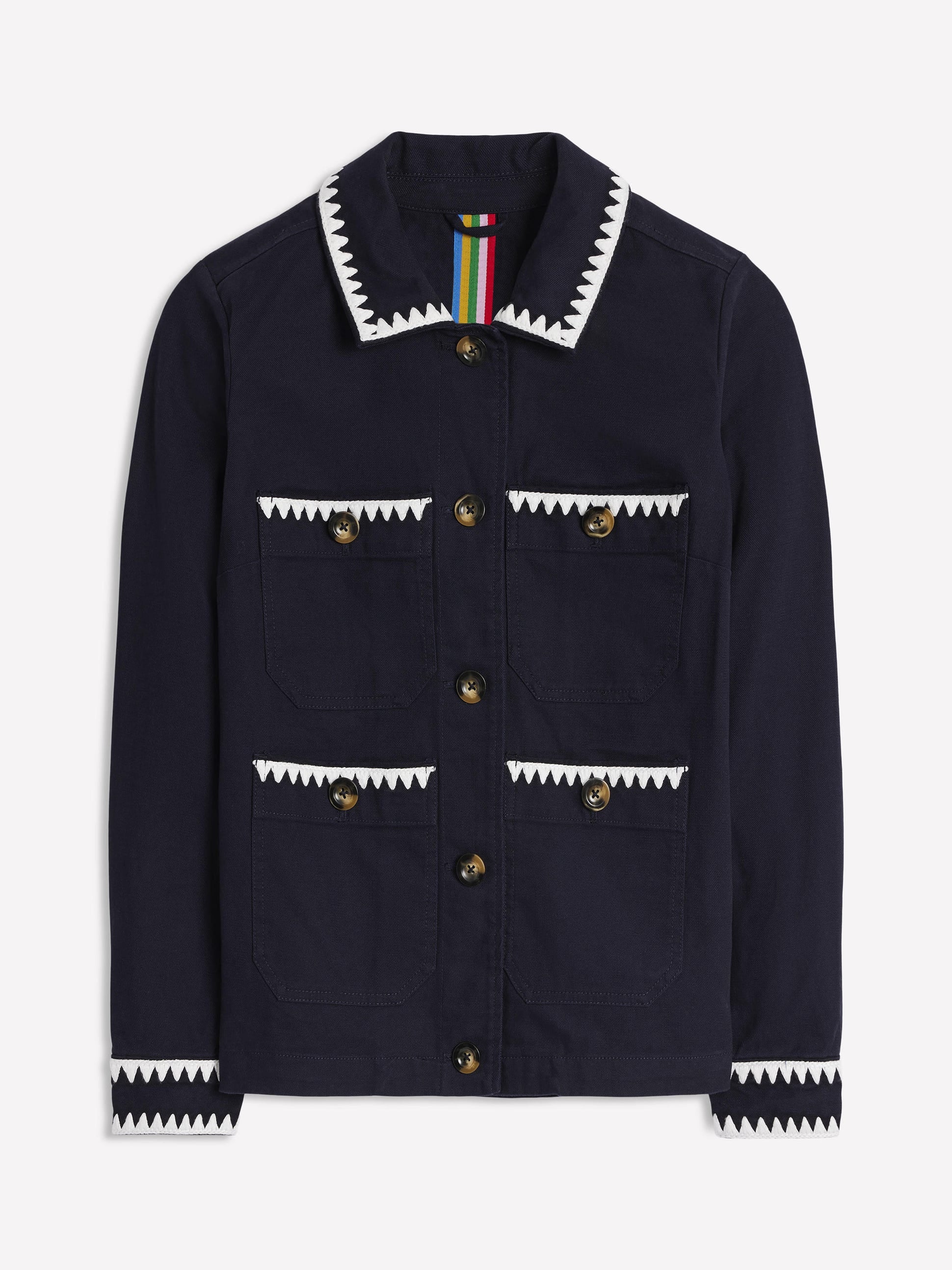 Embroidered Utility Jacket-Navy Embroidered Utility Jacket-Navy