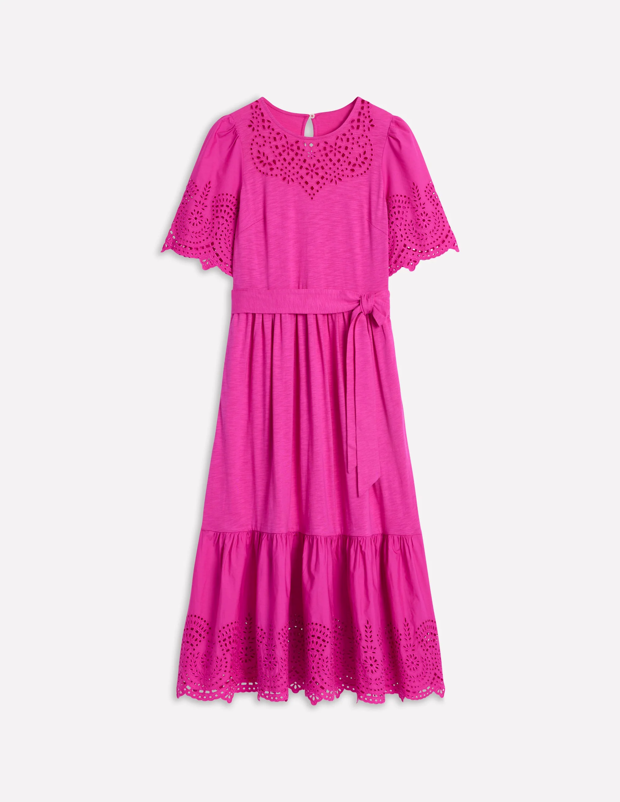 Isabel Broderie Mix maxi Dress-Cosmos Pink