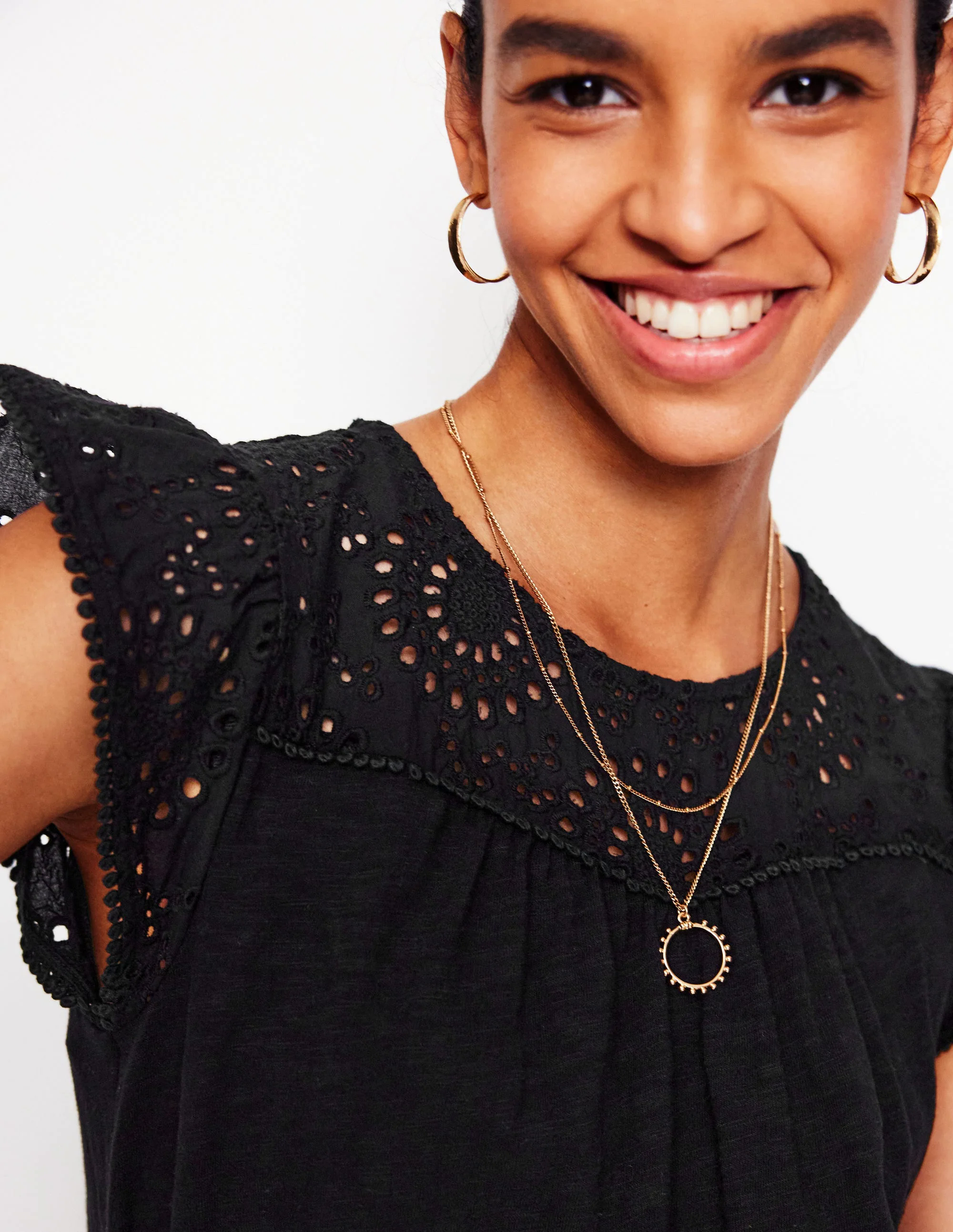 Juliet Broderie Short Dress-Black