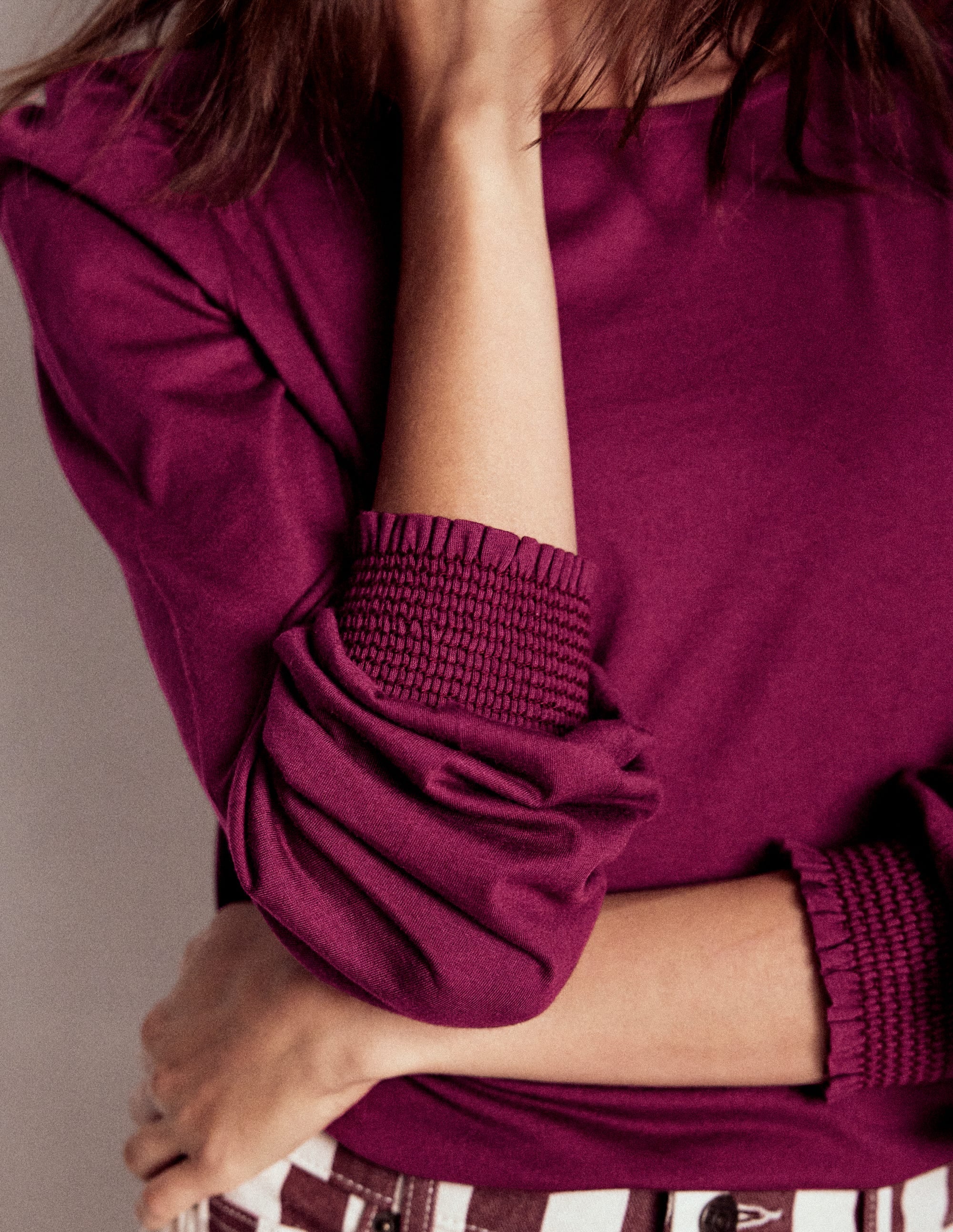 Smocked Cuff Supersoft Top-Deep Wisteria