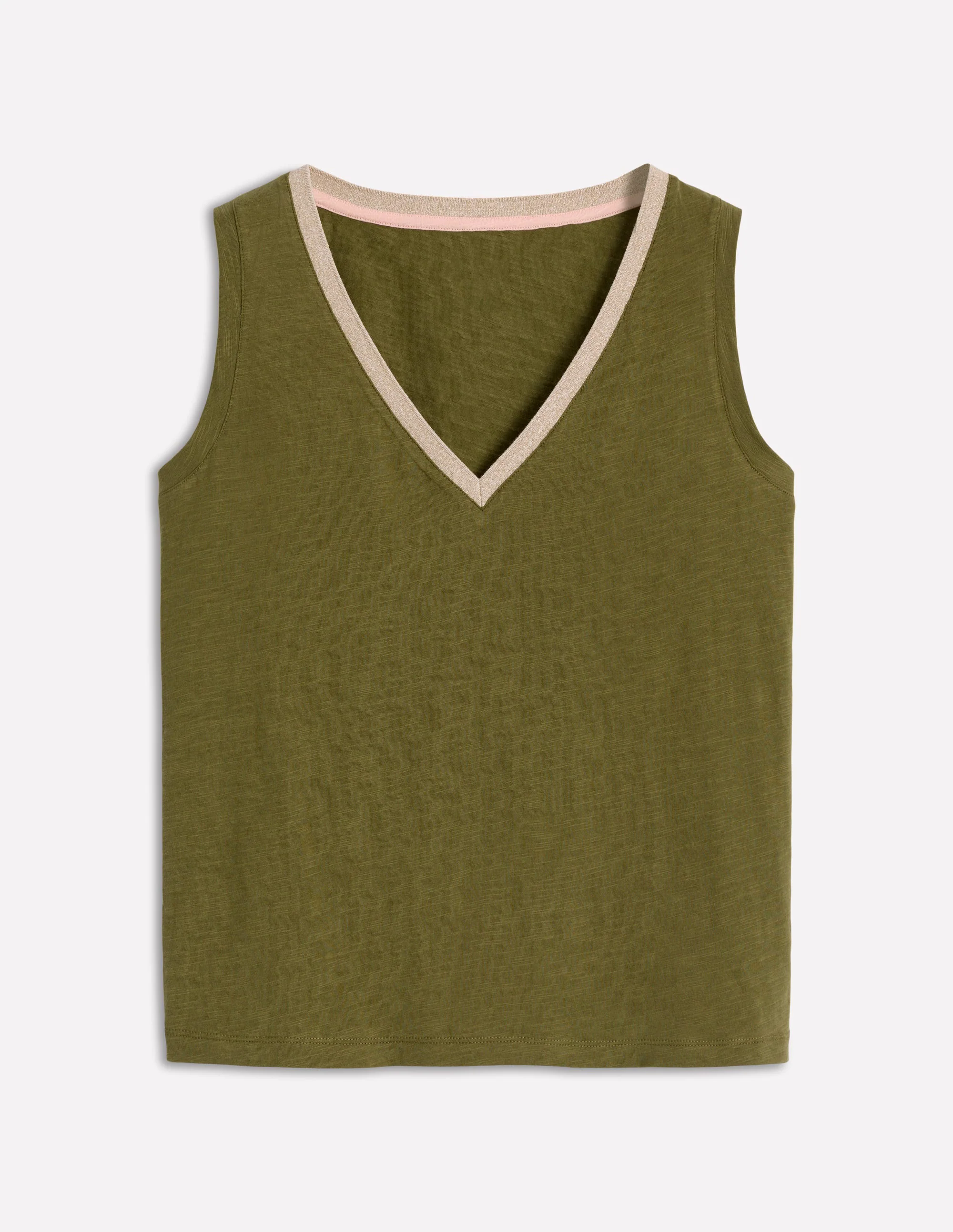 Metallic Trim V Neck Vest-Mayfly