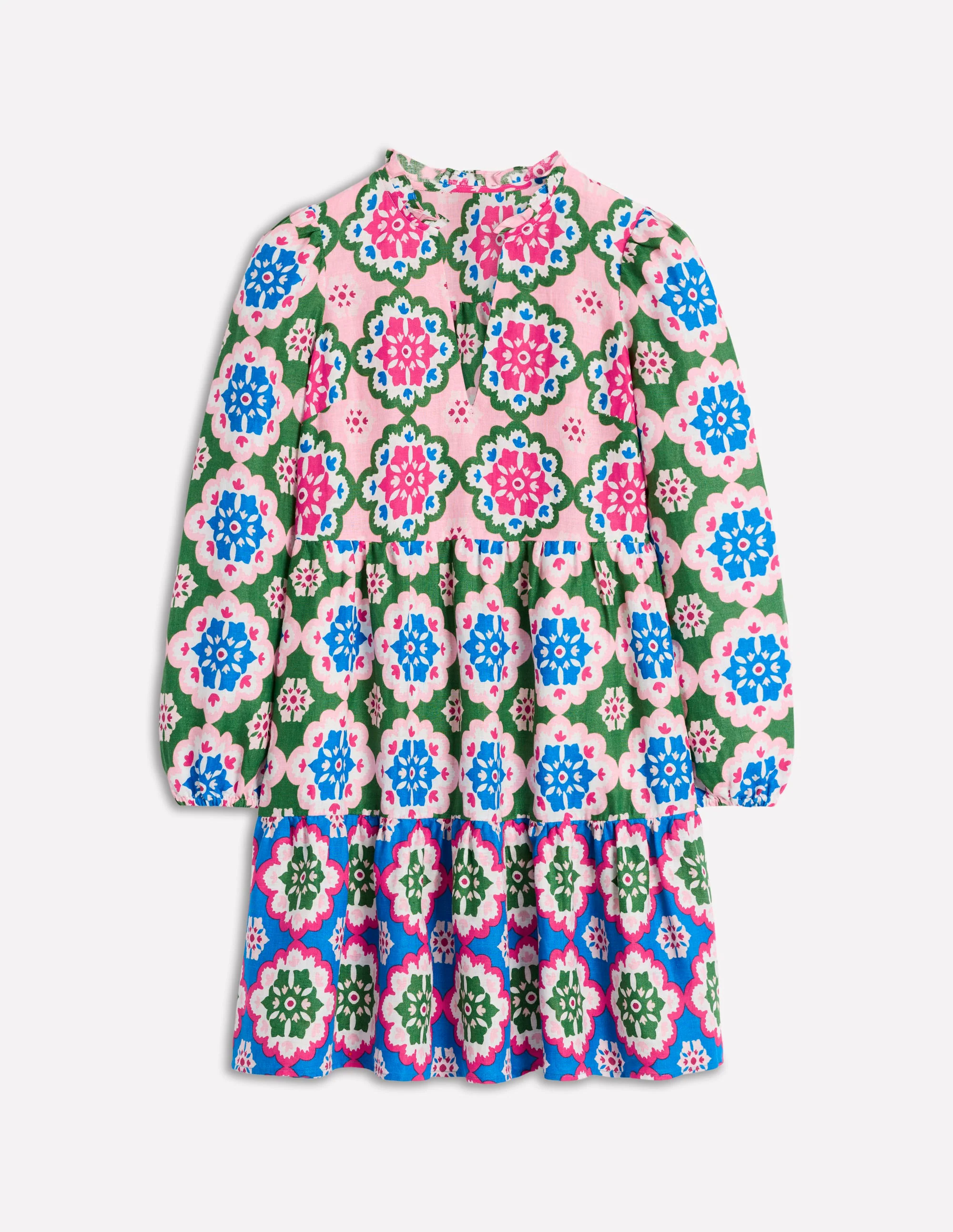 Esme Linen Short Dress-Multi, Bloom Geo Esme Linen Short Dress-Multi, Bloom Geo