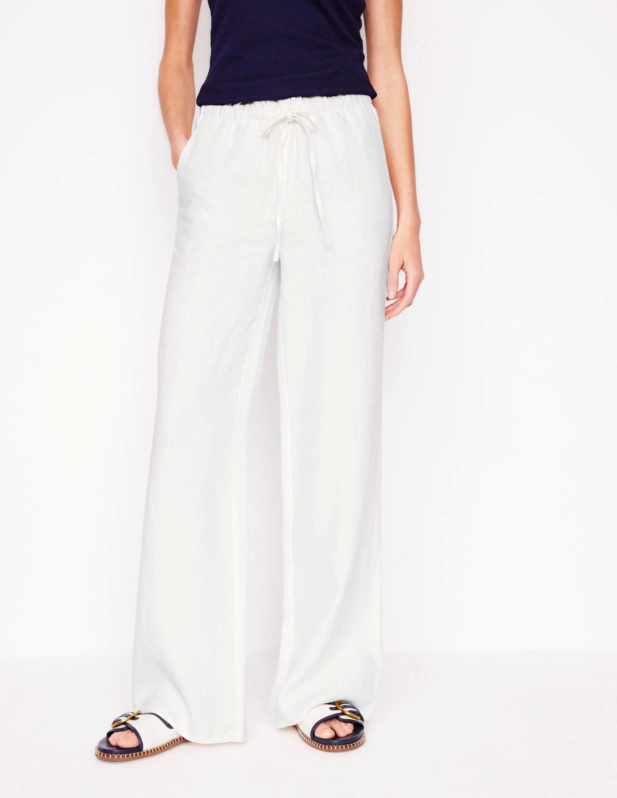 Islington Linen Pants-White