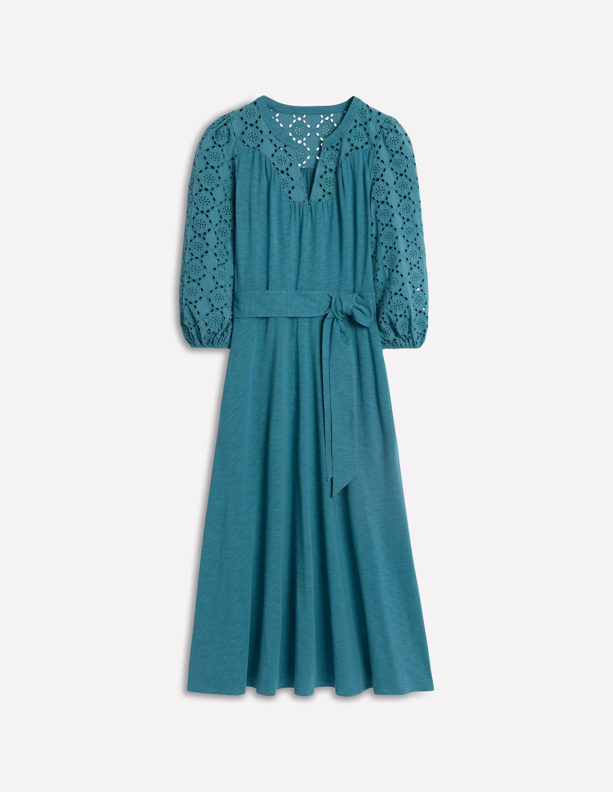 Eden Broderie Jersey Dress-Waterfall Blue