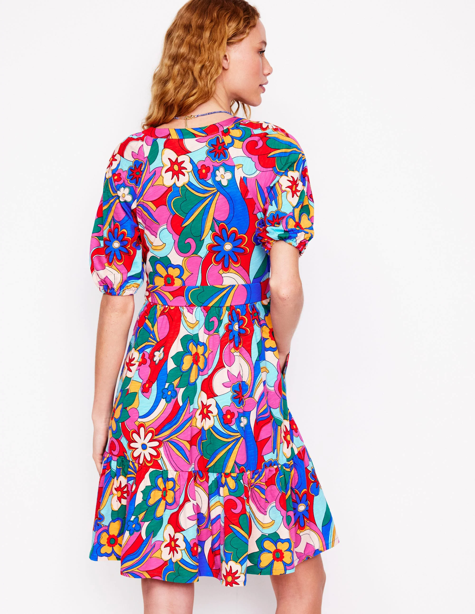 Piper Short Jersey Dress-Multi, Blossomy Pop
