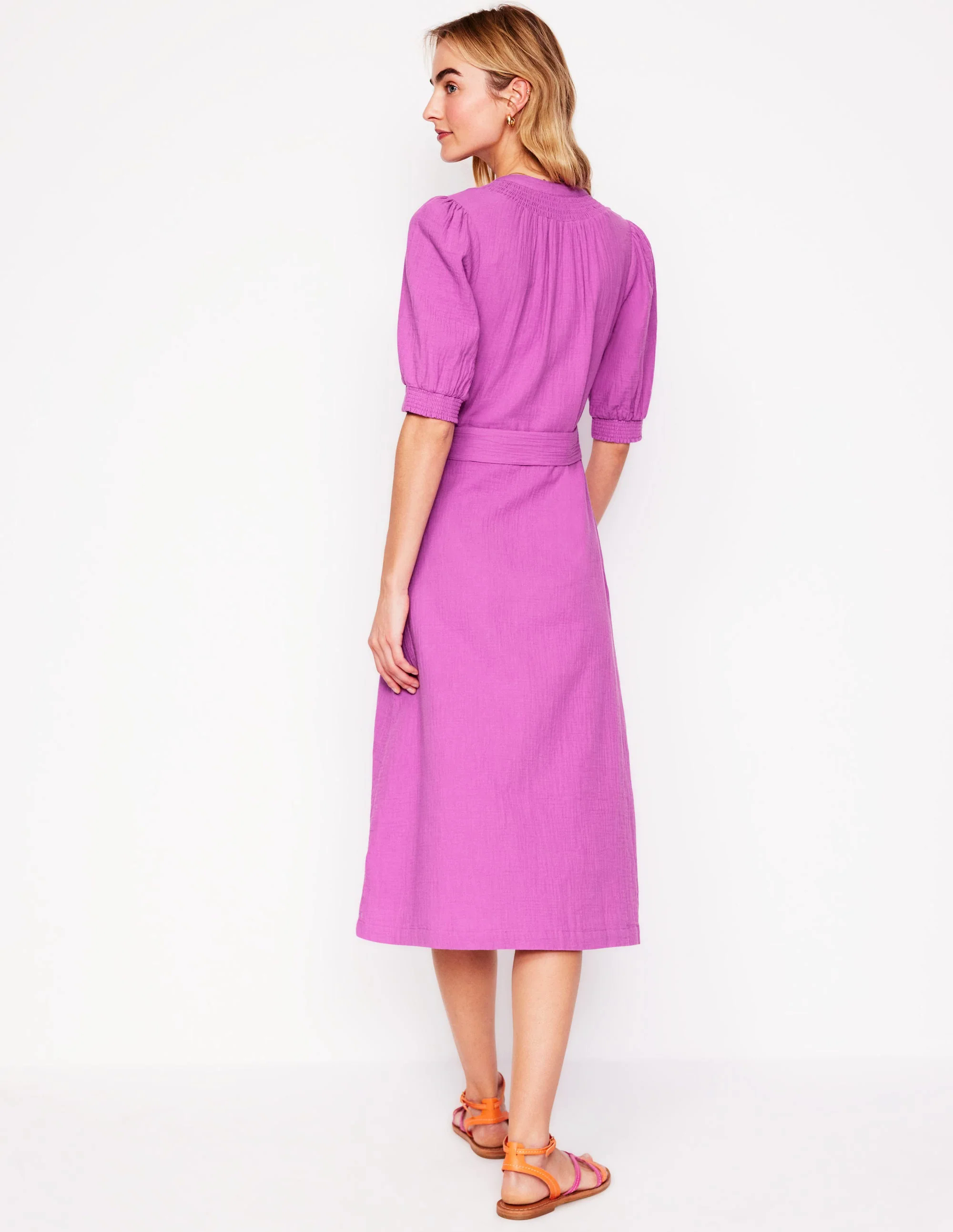 Ada Double Cloth Midi Dress-Foxglove Purple Ada Double Cloth Midi Dress-Foxglove Purple